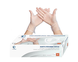 Gants d'examen Vinyle Transparents 5 g – Carton de 10 boîtes de 100