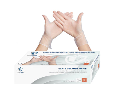 Gants d'Examen Vinyle Transparents 5 g – Carton de 10 boîtes de 100