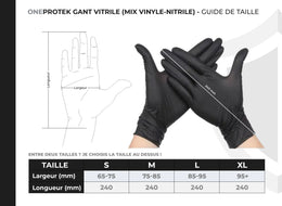 Gants Vitrile (Nitrile-Vinyle) Noirs 5.5 g – Carton de 10 boîtes de 100 – Taille S
