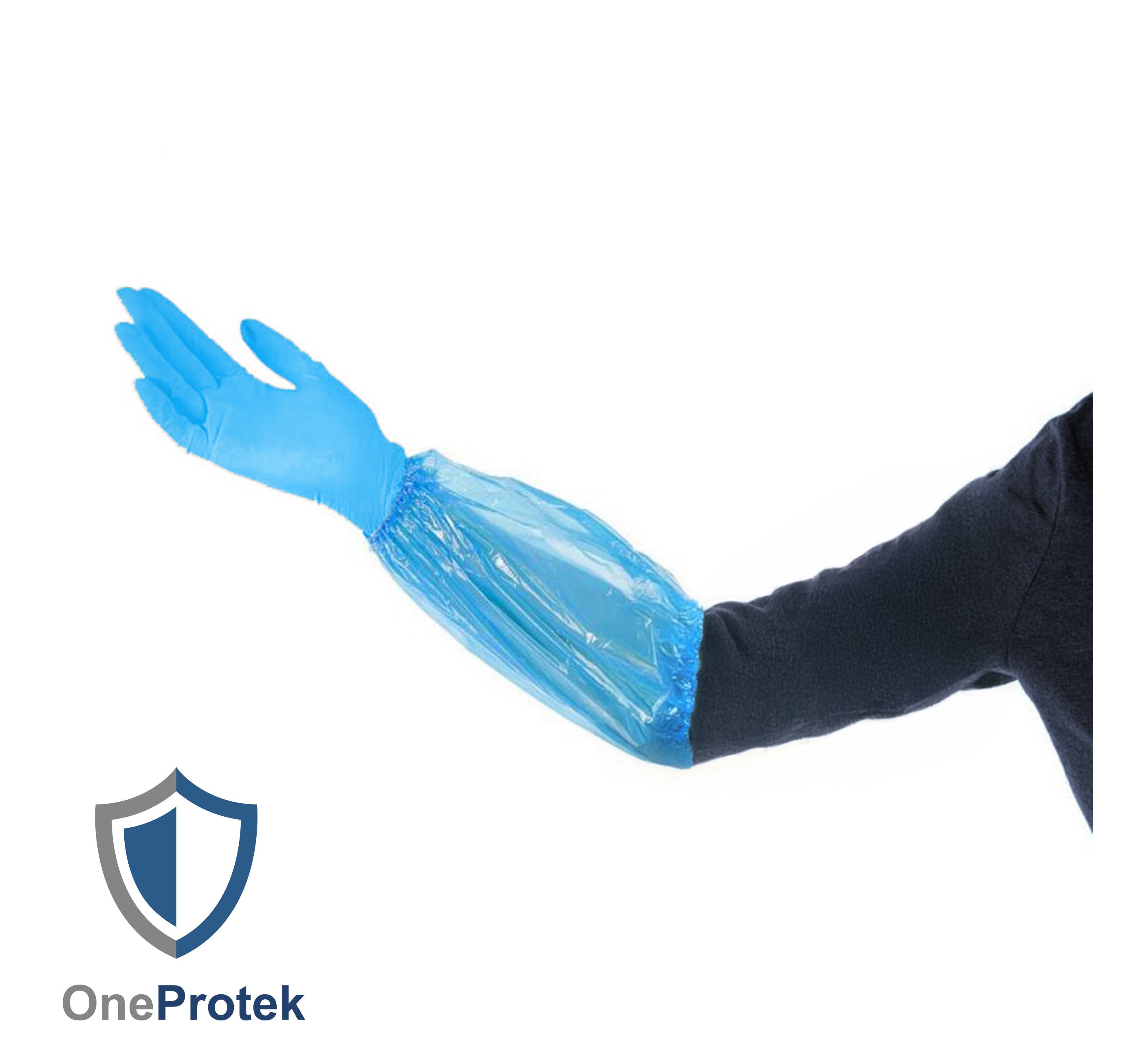 ONEPROTEK Manchettes de Protection Courtes Jetables 39 cm – Carton de 20 sachets de 100 – Bleu