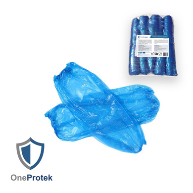 ONEPROTEK Manchettes de Protection Courtes Jetables 39 cm – Carton de 20 sachets de 100 – Bleu