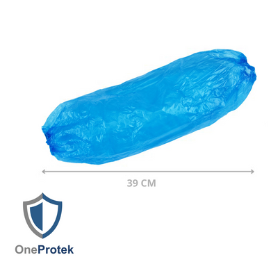 ONEPROTEK Manchettes de Protection Courtes Jetables 39 cm – Carton de 20 sachets de 100 – Bleu