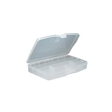 Boîte rangement à compartiments fixes : 7, 10 ou 12 cases transparent ou bleu