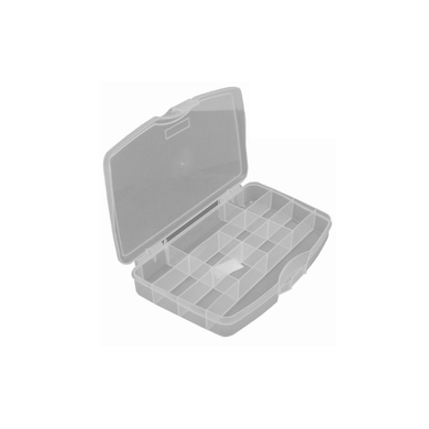 Boîte rangement à compartiments fixes : 7, 10 ou 12 cases transparent ou bleu