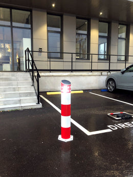 Poteau aluminium à fixer avec LED solaire Ø 90 mm - visibilité 500 m, bandes classe 2