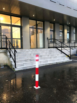 Poteau aluminium à fixer avec LED solaire Ø 90 mm - visibilité 500 m, bandes classe 2