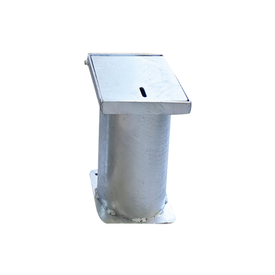 Boîtier à sceller pour poteau inox – amovibilité par cadenas inox 316, Ø89mm