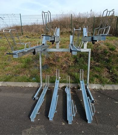 Range vélo 2 étages vérins gaz acier galvanisé – 8 places
