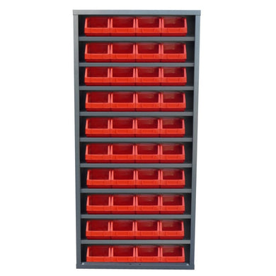 Armoire à bacs sans portes - 40 bacs polypropylène en accès libre, acier, 30 kg