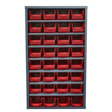 Armoire à bacs sans portes - 40 bacs polypropylène en accès libre, acier, 30 kg