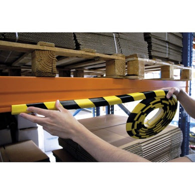 Rouleau de protection d'angle en mousse NBR – 5 m, profil 30×30 mm, noir/jaune