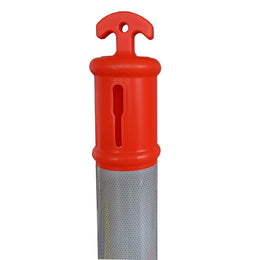Balise haute visibilité polypropylène - socle caoutchouc 6kg, classe 2, compatible chaîne et barrières