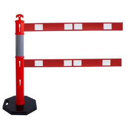 Kit 4 balises haute visibilité avec barrières fixes - 8 barrières 1,2 à 2m, socle 6kg, classe 2