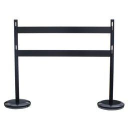 Poteaux de balisage acier avec barrières polypropylène – base béton, configurations 1/2/6 poteaux