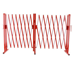 Barrière de sécurité extensible en acier - jusqu'à 4 m, 4 roulettes avec freins, finition époxy