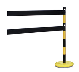 Kit poteaux acier avec 2 barrières aluminium et extension - base lestée, pose libre