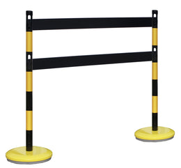 Kit poteaux acier avec 2 barrières aluminium et extension - base lestée, pose libre
