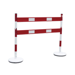 Kit poteaux acier avec 2 barrières aluminium et extension - base lestée, pose libre