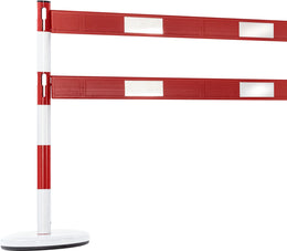 Kit poteaux acier avec 2 barrières aluminium et extension - base lestée, pose libre