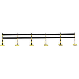 Poteaux de balisage acier avec barrières polypropylène – base béton, configurations 1/2/6 poteaux