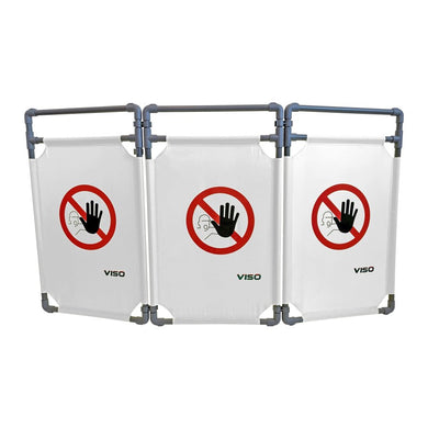 Barrière d'intervention 3 panneaux – PVC ou Inox 304, H. 1 000 ou 1 800 mm