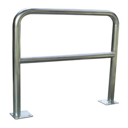 Barrière de sécurité acier inoxydable Ø 40 mm - platine 150 × 150 mm, finition grise