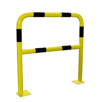 Barrière sécurité Ø40 mm à platine – Acier galvanisé Noir/Jaune