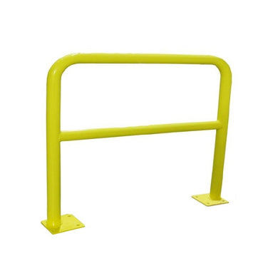 Barrière de protection acier Ø 60 mm à platine - 1 000 × 1 000 mm, haute visibilité