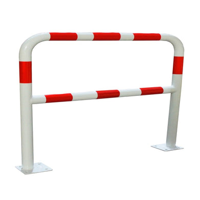 Barrière de protection acier Ø 60 mm à platine - 1 000 × 1 000 mm, haute visibilité