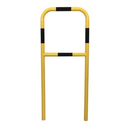 Barrière acier Ø 40 mm à sceller noir/jaune - longueur 500 mm, traverse horizontale