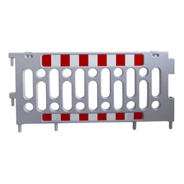Barrière de sécurité polypropylène 2000mm - adhésif réfléchissant classe 1, pieds rotatifs