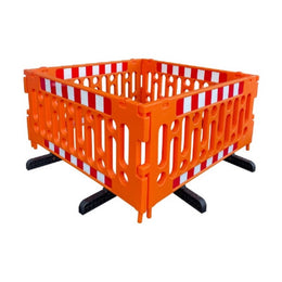 Lot de 4 barrières polypropylène 1200mm - configurations avec pied, sans pied ou avec base