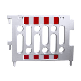 Barrière de sécurité polypropylène 2000mm - adhésif réfléchissant classe 1, pieds rotatifs