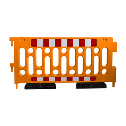 Barrière de sécurité polypropylène 2000mm - adhésif réfléchissant classe 1, pieds rotatifs