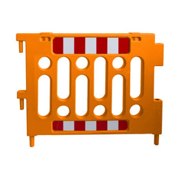 Barrière de sécurité polypropylène 2000mm - adhésif réfléchissant classe 1, pieds rotatifs