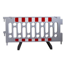 Barrière de sécurité polypropylène 2000mm - adhésif réfléchissant classe 1, pieds rotatifs