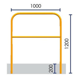 Barrière à sceller acier galvanisé noir/jaune - Ø 40 ou 60 mm, 1 000 à 2 000 mm, conforme EN 13200