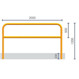 Barrière à sceller acier galvanisé noir/jaune - Ø 40 ou 60 mm, 1 000 à 2 000 mm, conforme EN 13200