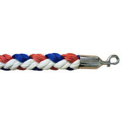 Cordon tressé polypropylène Ø30mm 2m – Mousqueton acier laitonné pour poteaux de guidage