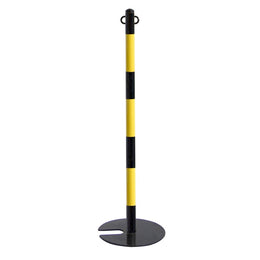 Poteau de balisage empilable en acier – Anneau chaîne 4 directions, tête filetée panneau