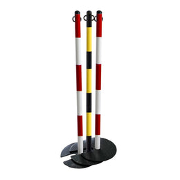 Poteau de balisage empilable en acier – Anneau chaîne 4 directions, tête filetée panneau