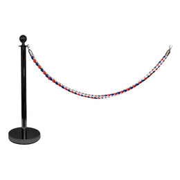 Kit extension poteau acier noir tête boule H1050mm – Corde tressée 2m bleu/blanc/rouge incluse