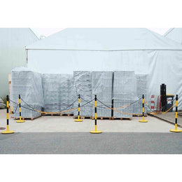 Poteau de balisage acier à chaîne - base béton lestée, résistance intensif