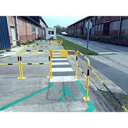 Barrière modulaire acier à porte battante - Ø 40 mm jaune, H 1 000 mm, platine 14 mm