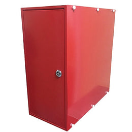 Coffret de fixation pour enrouleur ENR200 – acier rouge, porte coulissante, mural/poteau
