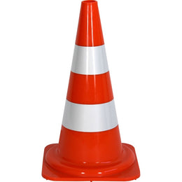 Cône réfléchissant PVC 750mm orange - 2 bandes réfléchissantes classe 1 de 150mm