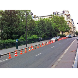 Cône réfléchissant PVC 750mm orange - 2 bandes réfléchissantes classe 1 de 150mm
