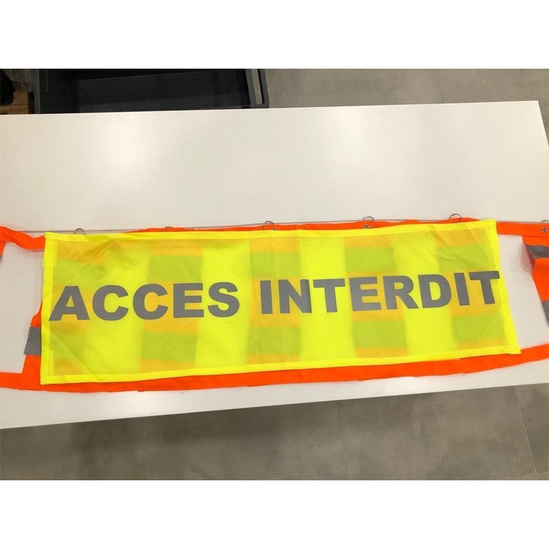 Tissu accessoire pour enrouleur avec bandeau de signalisation