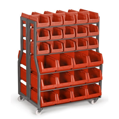 Étagère de rayonnage double façade sur roulettes