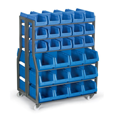 Étagère de rayonnage double façade sur roulettes